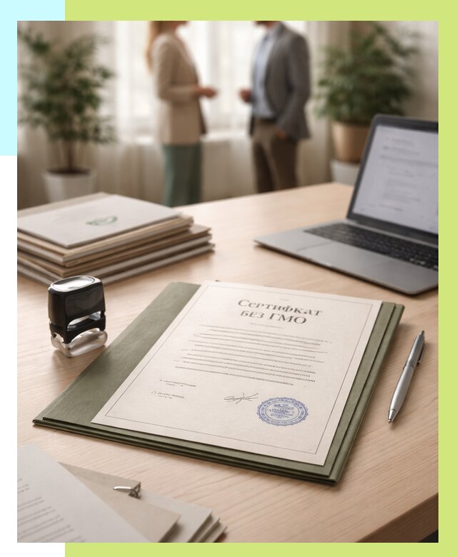 Сертификат без ГМО в Мегионе от 7819 р. оформить срочно Алешин-Мго